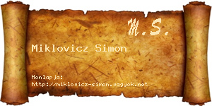 Miklovicz Simon névjegykártya